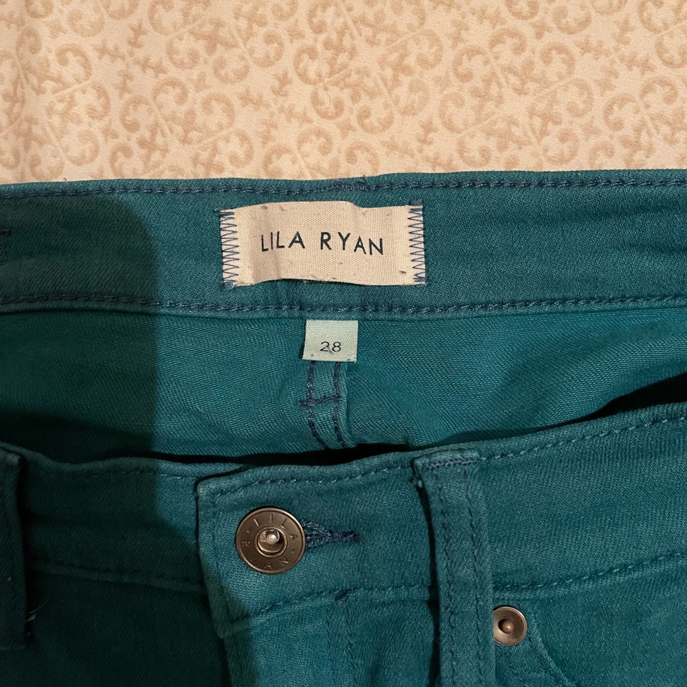 Lila Ryan teal skinny jeans, size 28